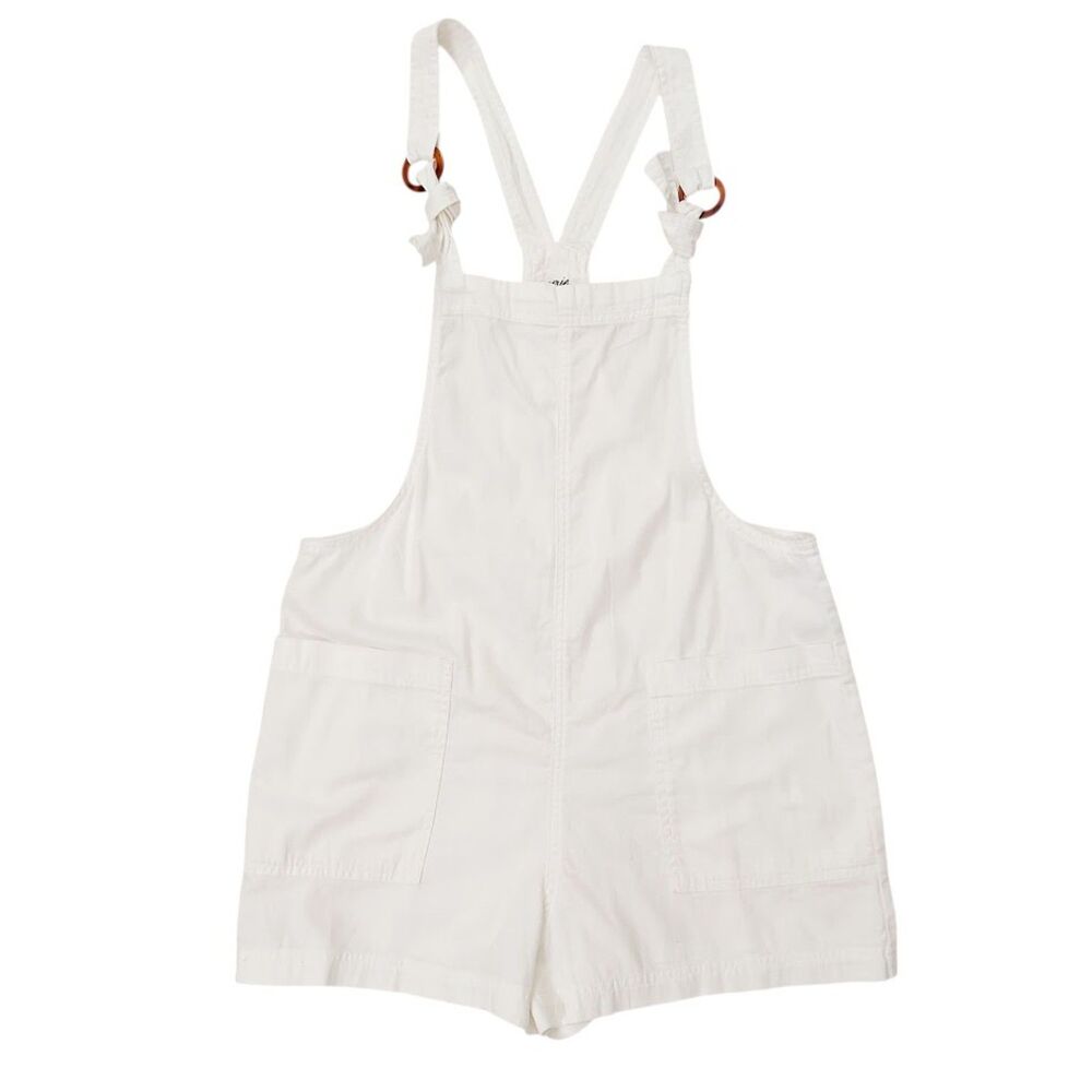 Aerie Overalls Shortall Romper Jumpsuit Womens Medium White Cotton Boho Beach
